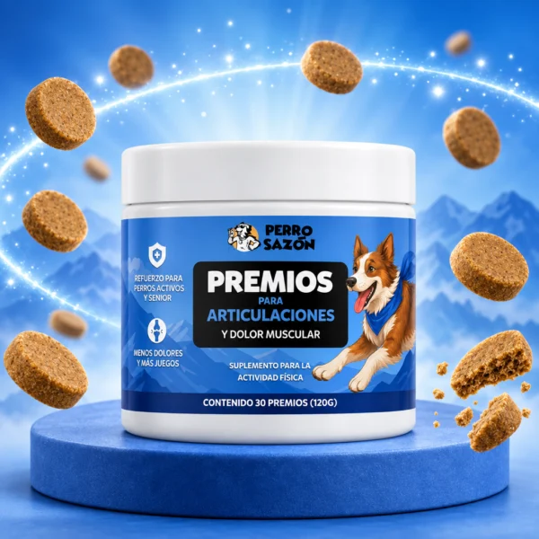 Bote de Premios para Articulaciones Perro Sazón con premios redondos